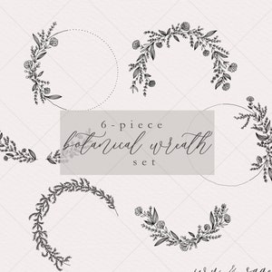 Conjunto de guirlanda desenhada à mão | Pacote de louros e guirlandas | Arte de linha esboçada | Clipart de guirlanda botânica | Clipart Digital | Arte de convite de casamento | faça você mesmo