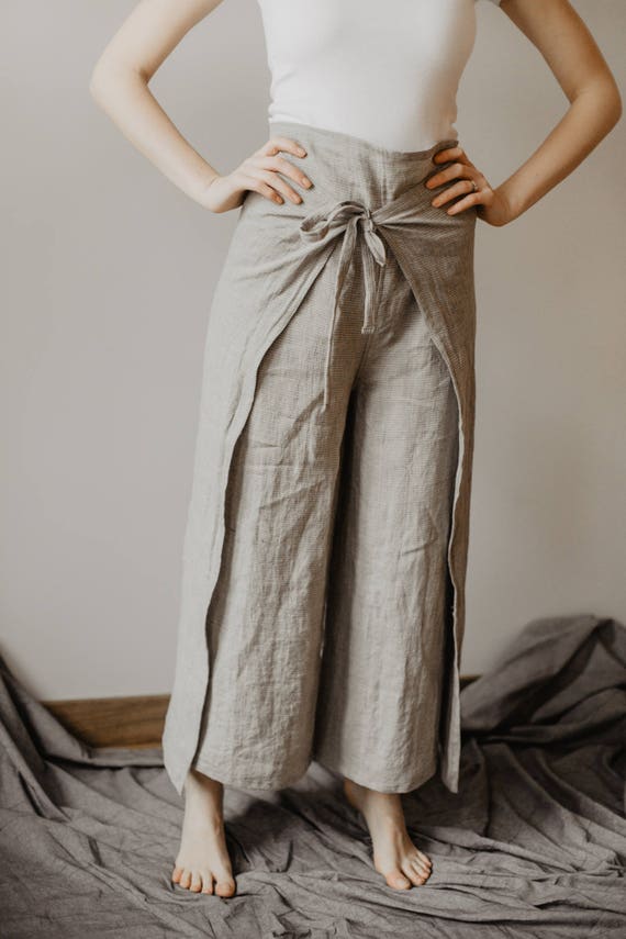 Fisherman Pants Linen Wrap Pants Womens Line Yoga Trousers Loose