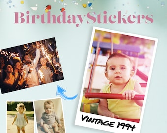 Personalized Photo Stickers, Waterproof Vinyl, Birthday Party Favors