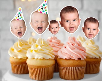 Face Cupcake Topper, Personalized Photo Party Decorations, Cupcake Topper face, Baby Face Cupcake Topper, Face Topper, Custom Photo Topper,