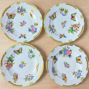 Herend Queen Victoria 1518/VBO side plates, 7 1/4&#39;&#39;, set of 4, ca. 1930s, MINT!