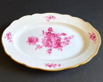 Gorgeous MEISSEN &quot;flower boutique &quot; Purple oval serving plate, gold rim, 13 inches, 1st choice, excellent