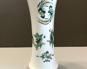 マイセンの花瓶 ブルーローズ＆インセクト 14 cm、ヴィンテージ 1980
