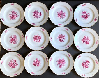 素敵マイセン 深皿 ボウル フラワーペインティング ポーセリン 一級品