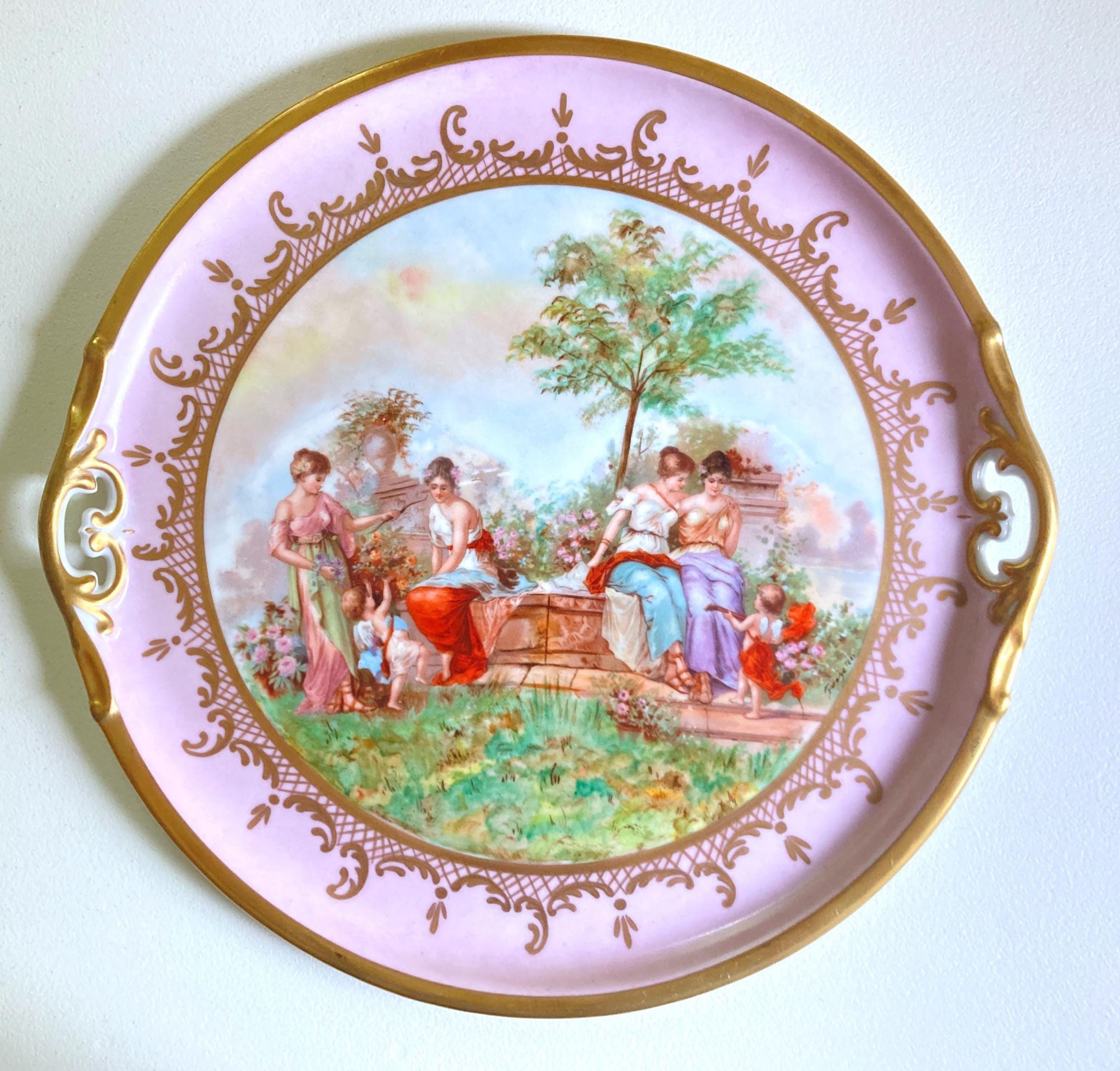 美麗 繊細 ロイヤルヴィエナ 大型 両手付 飾り壺 アンティーク 金彩 ワトー恋人図 1900年頃 Royal vienna vase - Etsy 日本