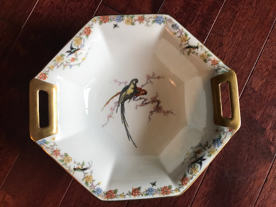 Theodore Haviland Limoges ARCADIA Bird of Paradise Octagon Serving Bowl