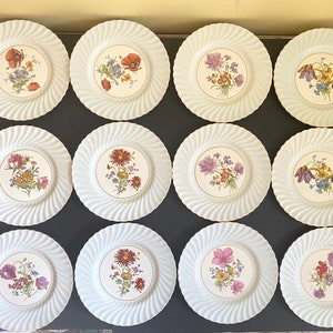 Minton England  dinner plates with handpainted floral and artists signed,  excellent, beautiful