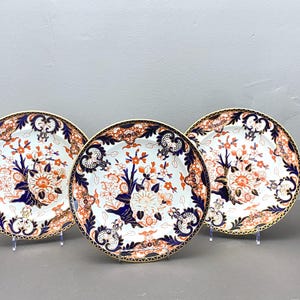 Royal Crown Derby Imari Dinner Plates: Cobalt & Gold, ca. 1885