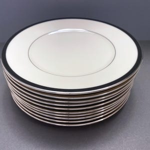 Lenox Black Royale Salad Plates (Set of 11) - Platinum & Black Band