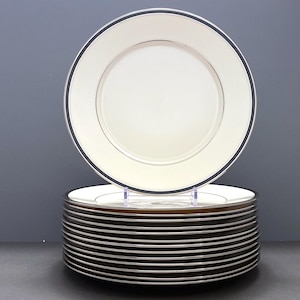 Lenox Black Royale Salad Plates (Set of 10): Platinum & Black Band