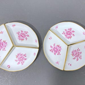 Lot of 2 Herend "Nanking Bouquet Purple" HEREND Hors d'Oeuvres Sets (6 pcs),  24k gold trim, nice condition