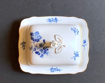 MEISSEN Blue Floral Butterdose mit Goldakzent, 1. Wahl, Exquisit!