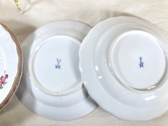 アンティーク マイセン (1725-1774) の縁付きプレート 7 枚セット