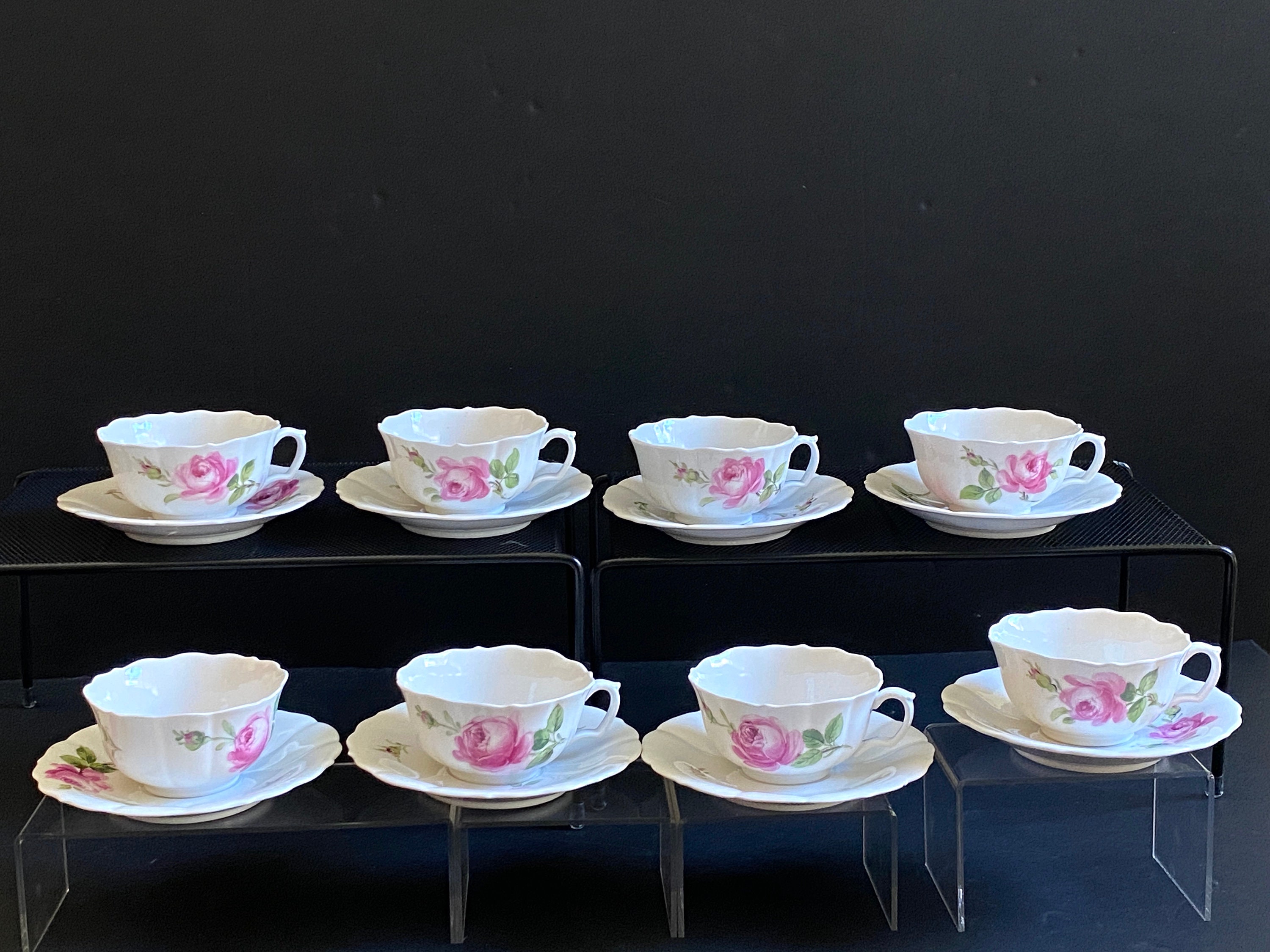 Assiette Murale Meissen Rose Et Myosotis - Porcelaine Allemande, 25cm