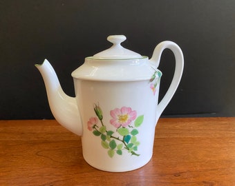 Limoges France hand-painted floral motif teapot, originally designed for Christine Dior, beautiful