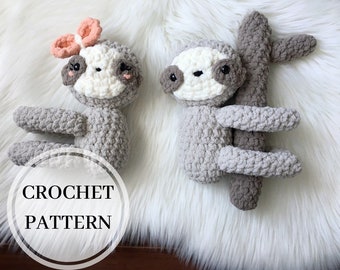 Stefan and Serena Sloth Crochet Pattern - Amigurumi Sloth - Crochet Sloth - PDF Crochet Pattern - Crochet Toy Pattern