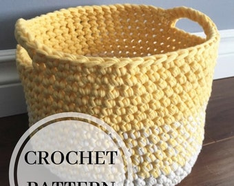 CROCHET PATTERN** Basic Basket PDF Pattern - Crochet Basket Pattern - Basket with Handles - Beginner Crochet Basket Pattern