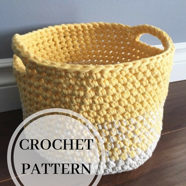 CROCHET PATTERN** Basic Basket PDF Pattern - Crochet Basket Pattern - Basket with Handles - Beginner Crochet Basket Pattern