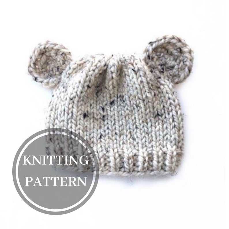 Knitting Pattern Knit Bear Hat Bear Cub Knit Hat Knitting PDF Pattern image 1