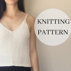 Basic Cropped Summer Top Knitting Pattern - Knit Summer Tank Top Pattern - Knit Camisole PDF Pattern