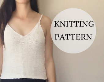 Basic Cropped Summer Top Knitting Pattern - Knit Summer Tank Top Pattern - Knit Camisole PDF Pattern