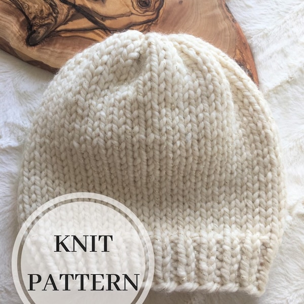 The Classic Simple Stockinette Knit Hat - Beginner Knitting Pattern - PDF Knit Pattern - Knit Toque - Knit Beanie Pattern