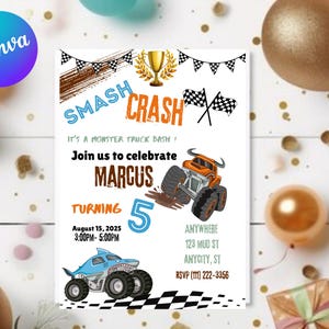 Monster Truck Birthday Invitation, Monster Truck Birthday, Boy Birthday Invitation, Monster Truck Party, Digital invite