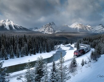 Morning Train through the Snow-Covered Mountains, wall art, Morants Curve