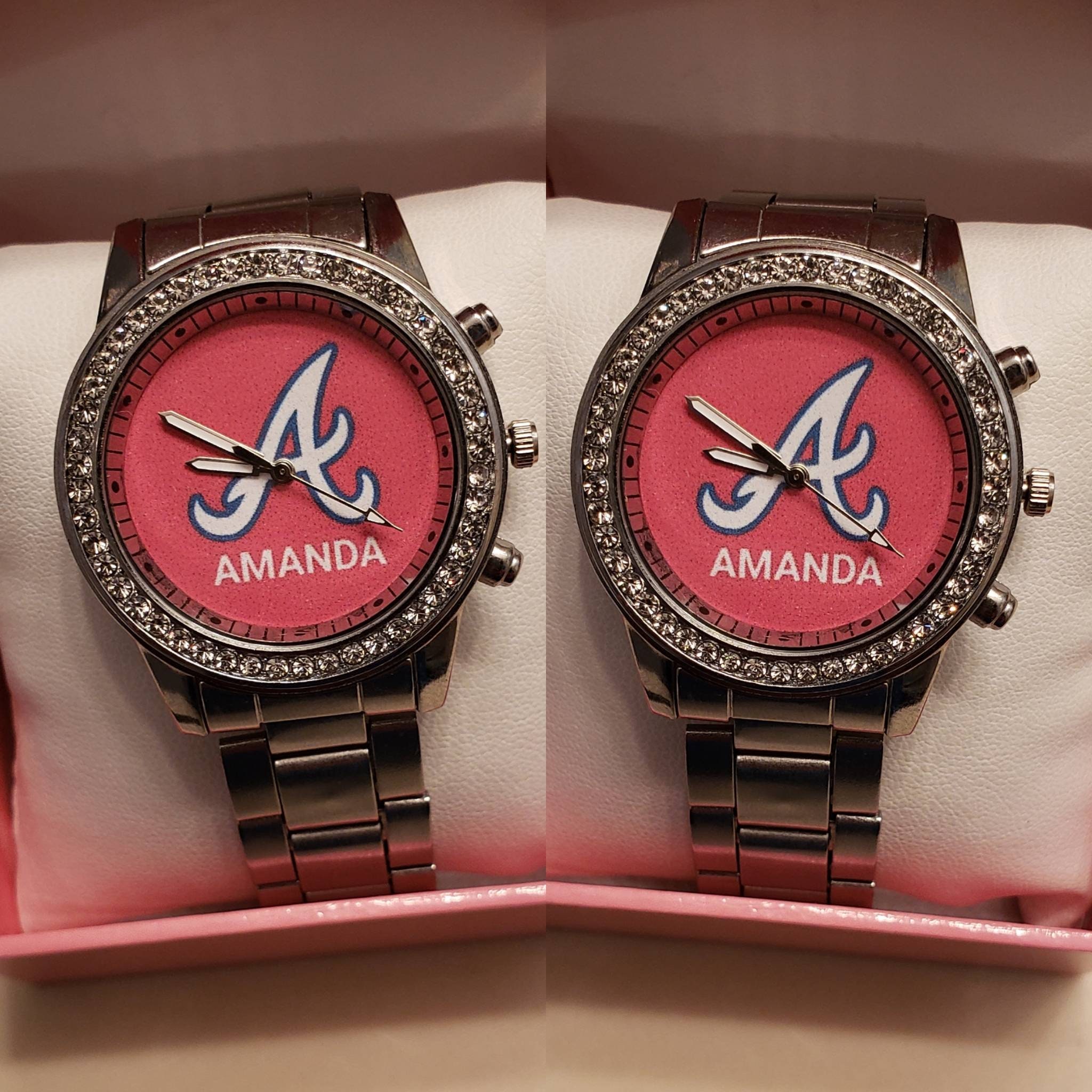 Women Atlanta Braves Personalized Silver Watch With Your Name Etsy