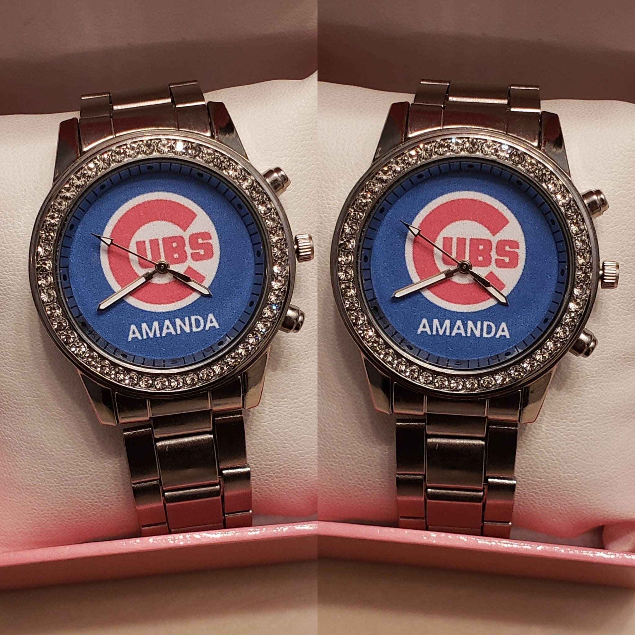 Women Chicago Cubs Personalized Silver Watch With Your Name In | Etsy