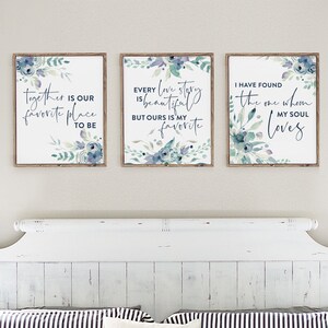 Set of 3 Prints! Blue Floral Art Prints
