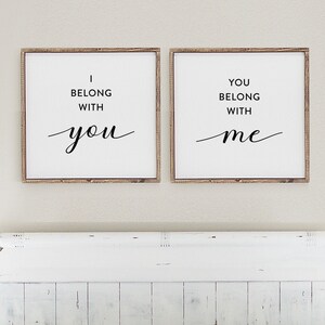 I Belong With You, You Belong With Me Digital Art Print Set, Bedroom Wall Art, Love Quote Art Print, Wedding Gift Idea, Anniversary Gift