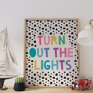 Turn Out the Lights Print, Kids Bathroom Poster, Printable Wall Art, Educational art, Playroom Decor, Bathroom Rules Poster DIGITAL DOWNLOAD