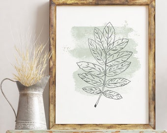 Autumn Leaf Vintage Botanical Digital Art Print, Farmhouse Style Home Decor, Botanical Prints, Vintage Botanicals, Farmhouse Wall Decor