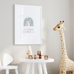 Sie sind ängstlich und wunderbar gemacht Digital Art Print, Regenbogen Boho Baby Kinderzimmer Print, digitaler Download, Gender Neutral Kinderzimmer Dekor