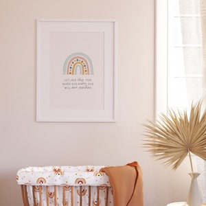 Lass sie schlafen, wenn sie aufwacht, sie wird Berge versetzen Digital Art Print, Rainbow Baby Kinderzimmer Wand Kunst Digital Download