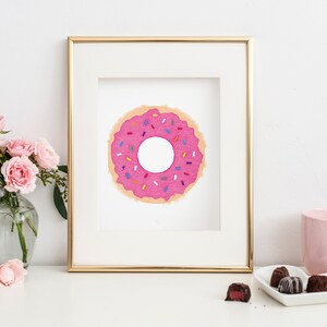 Pink Watercolor Donut Digital Art Print,
