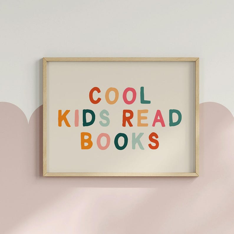 Cool Kids Read Books Printable Wall Art, Boho Reading Decor, Playroom ...
