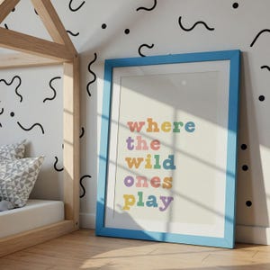 Wo die Wilden spielen Wandkunst, Spielzimmer Poster, Spielzimmer Dekor, Kindertagesstätte, Spielzimmer Kunst, digitaler Download, druckbar, Kinderzimmer Kunst