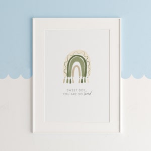 Süßer Junge, You Are So Loved Digital Art Print, Baby Boy Kinderzimmer Kunst, Regenbogen Boho Baby Kinderzimmer Print, digitaler Download