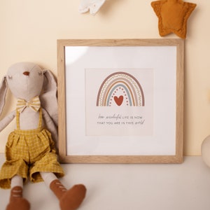 Wie wunderbar das Leben jetzt ist, da Sie in dieser Welt sind Digital Art Print, Regenbogen Kinderzimmer Wandkunst, Regenbogen Boho Baby Kinderzimmer Druck