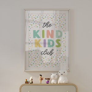 The Kind Kids Club Printable Polkadot Playroom Poster, Pastel Kids Playroom Print, Pastel Nursery Decor, Printable Kids Art