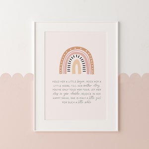 Hold Her A Little Longer Digital Art Print,  Rainbow Boho Baby Nursery Quote Print, Rainbow-themed nursery Art Digital Download