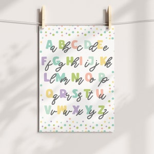 Alphabet Learning Print, Polkadot Playroom Print, Preschool Posters, Classroom Decor, Homeschool Decor, Preschool Poster, Learning Poster