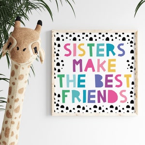 Sisters Bedroom Prints, Rainbow Girls Room, Girls Playroom Poster, Sisters Make the best friends, Twin Girls Print, Digital Download