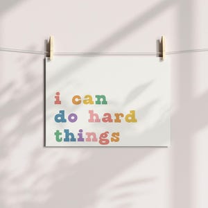 I Can Do Hard Things Poster, Kid Printable Wall Art, Positive Classroom Decor, Growth Mindset Inspiration, Playroom Print, DIGITAL DOWNLOAD