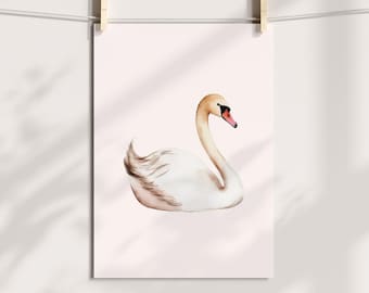 Watercolor Swan Lake Print, Pink Ballerina Nursery Art (Digital Download)