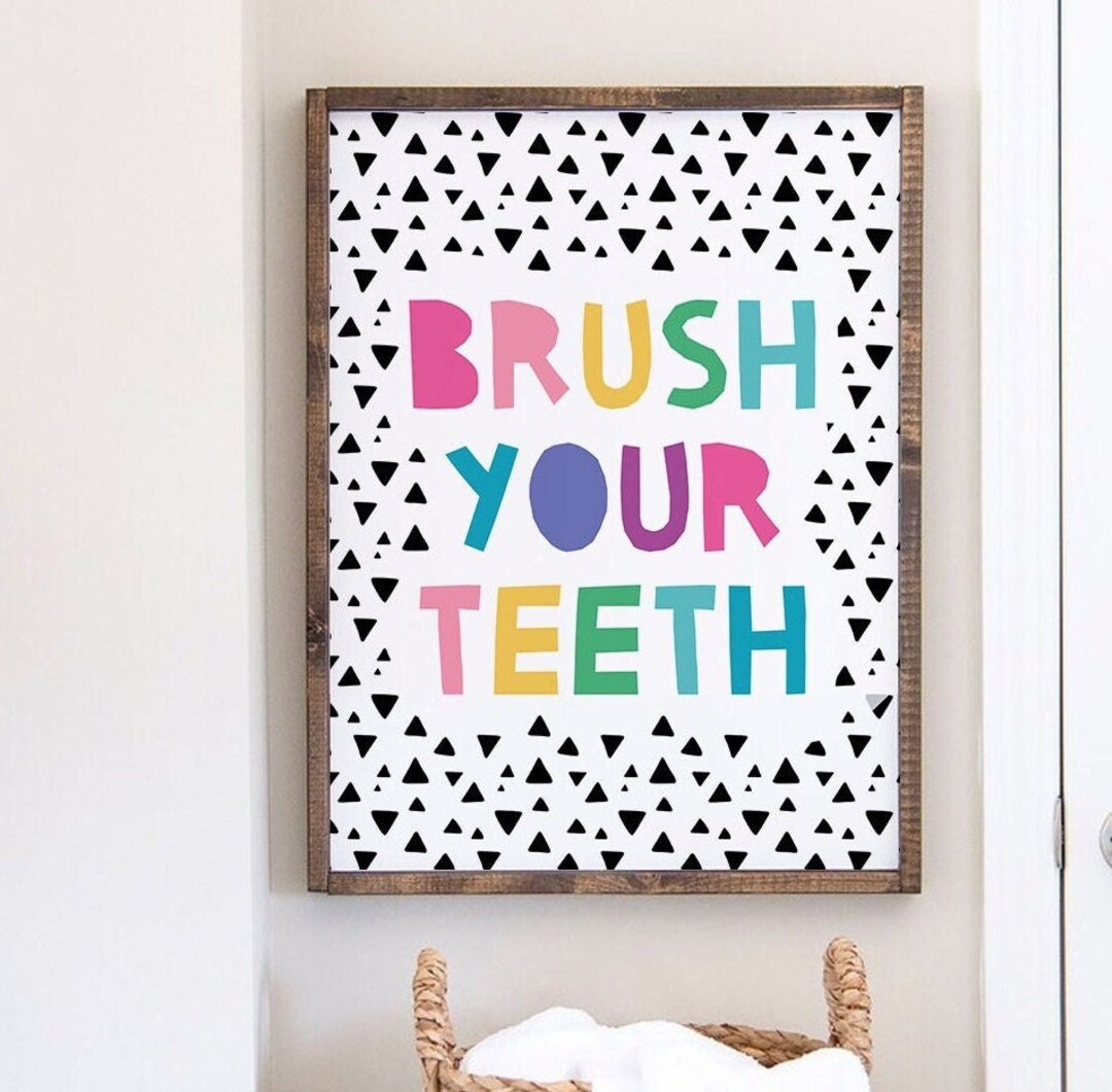 Brush Your Teeth Nursery Bathroom Decor, Kids Bathroom Art, Printable ...
