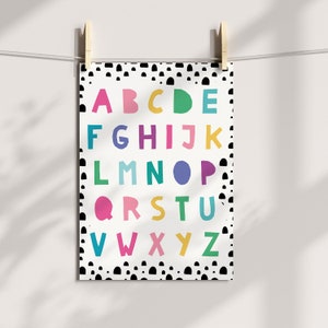 Alphabet Poster for Nursery PRINTABLE | Rainbow Colors | Baby Gift | Wall Decor | Alphabet  Wall Art Instant Download | Alphabet Poster