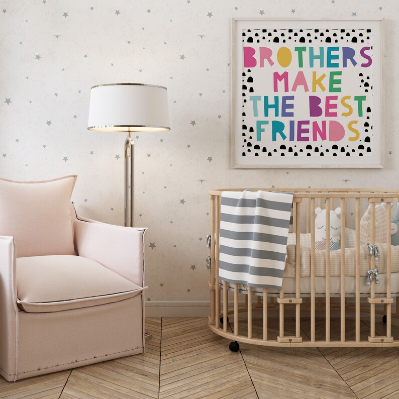 Boys Wall Prints, Brothers Make the Best Friends Wall Art, Neutral